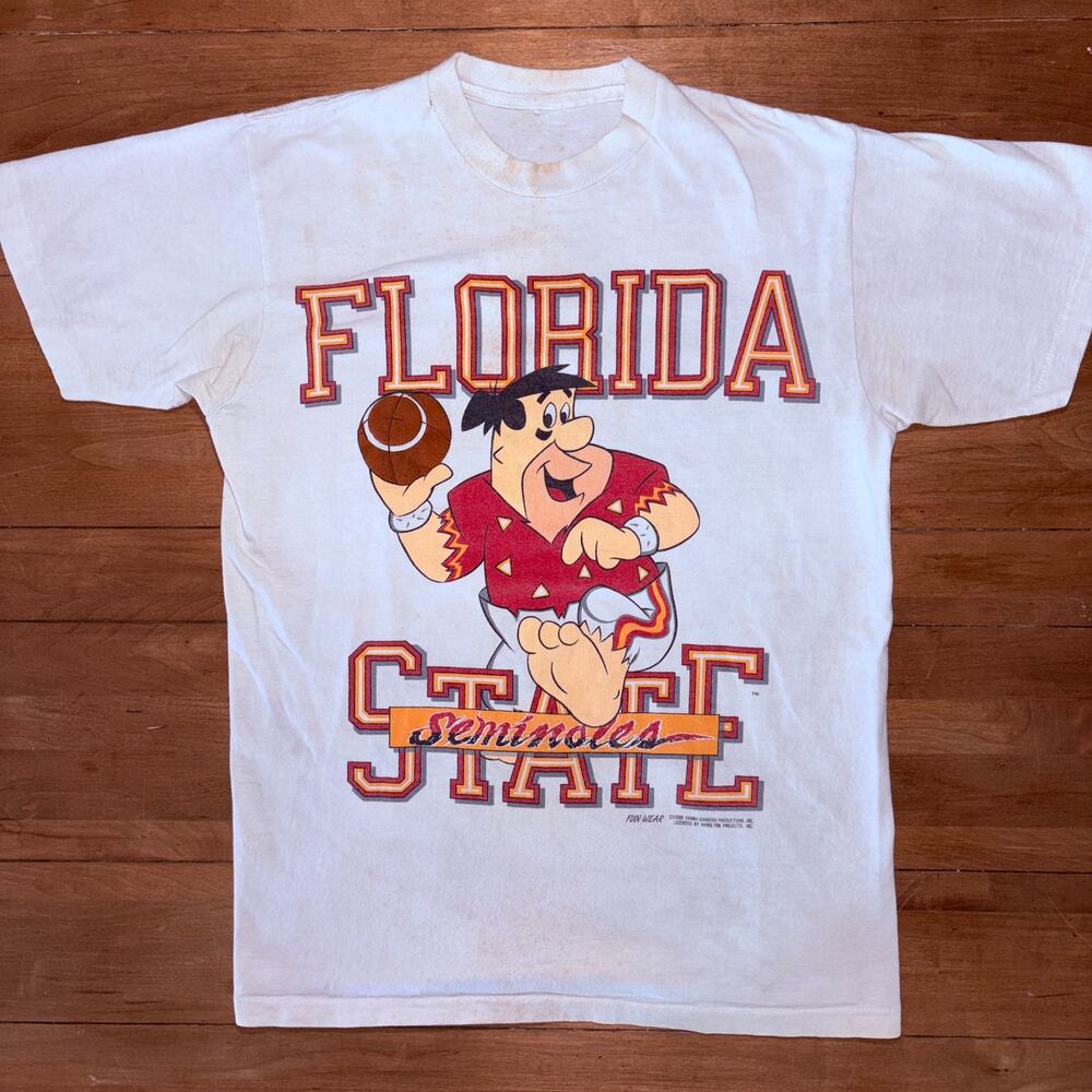 Vintage 1990s FSU Seminoles Fred Flintstone Hanna Barbera Graphic Tee SZ S